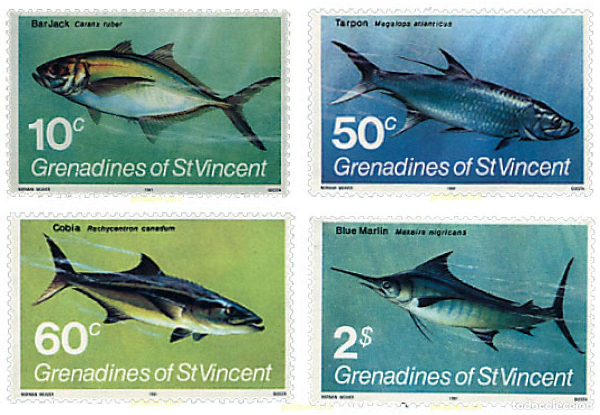 Sellos: 42189 MNH SAN VICENTE GRANADINAS 1981 PECES