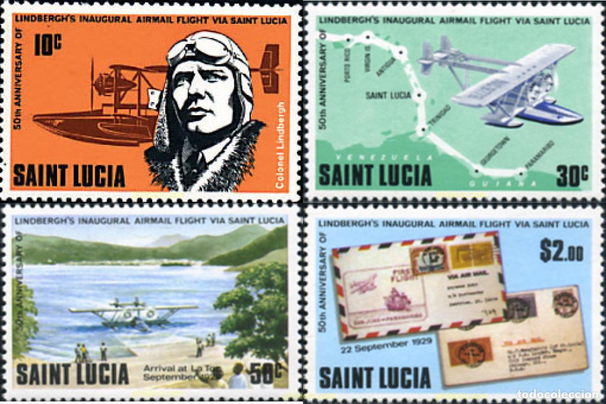 Sellos: 76855 MNH SANTA LUCIA 1979 50 ANIVERSARIO DEL PRIMER VUELO AEROPOSTAL