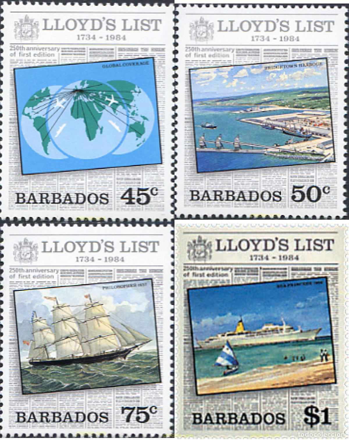 Sellos: 80897 MNH BARBADOS 1984 250 ANIVERSARIO DE LA LISTA DE LLOYD
