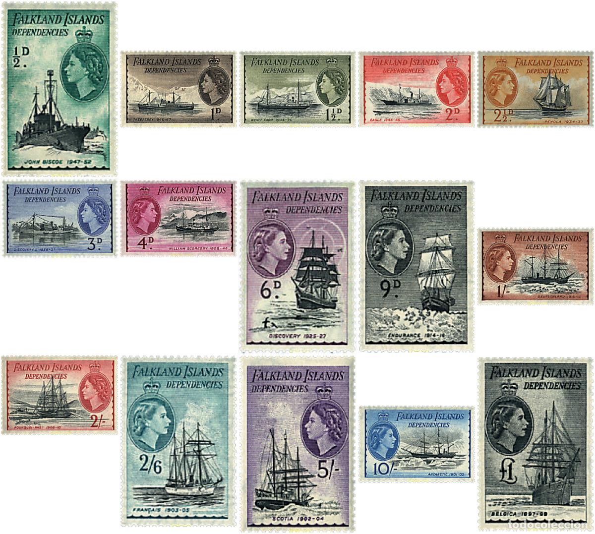 Sellos: 49681 MNH FALKLAND. Dependencias 1954 BARCOS ANTARTICOS