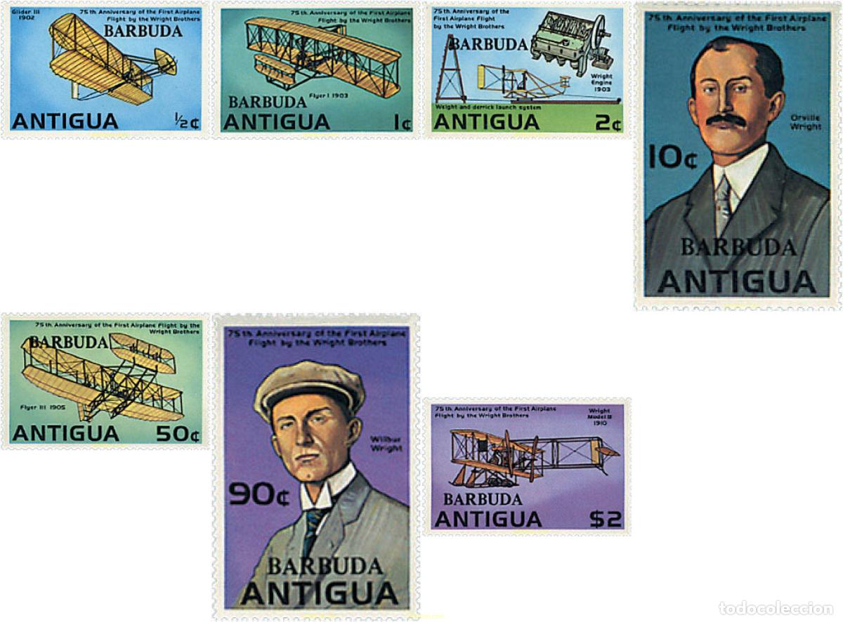 Sellos: 47084 MNH BARBUDA 1978 75 ANIVERSARIO DEL PRIMER VUELO DE LOS HERMANOS WRIGHT