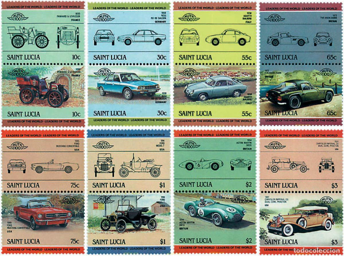 Sellos: 5831 MNH SANTA LUCIA 1984 AUTOMOVILES