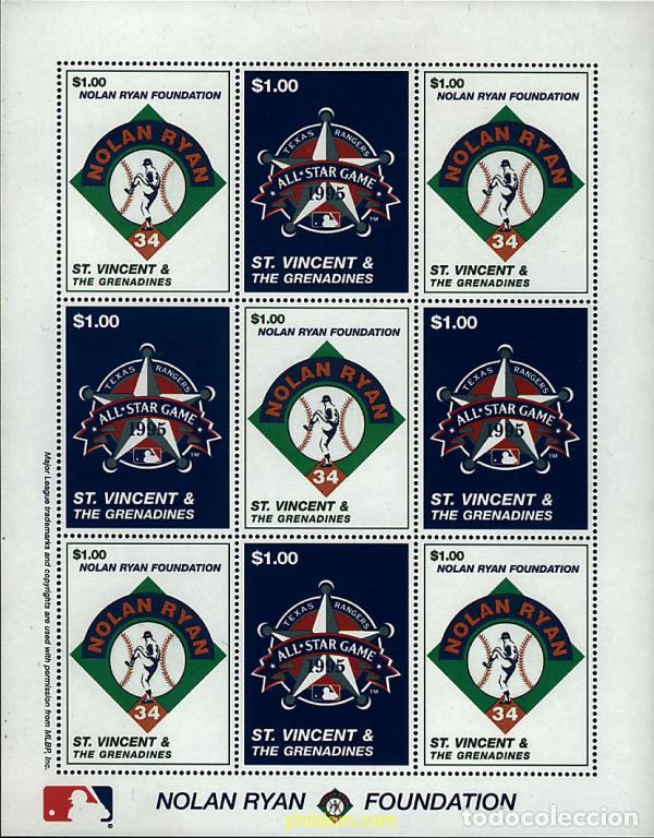 Sellos: 9967 MNH SAN VICENTE 1995 HOMENAJE AL JUGADOR DE BEISBOL NOLAN RYAN