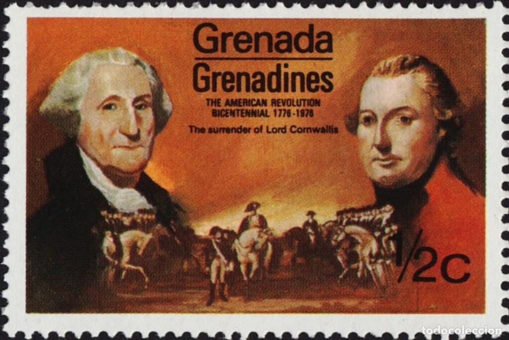 Sellos: Granada Granadinas 1975 Scott 91 Sello ** Revolucion Americana The Surrender of Lord Cornwallis