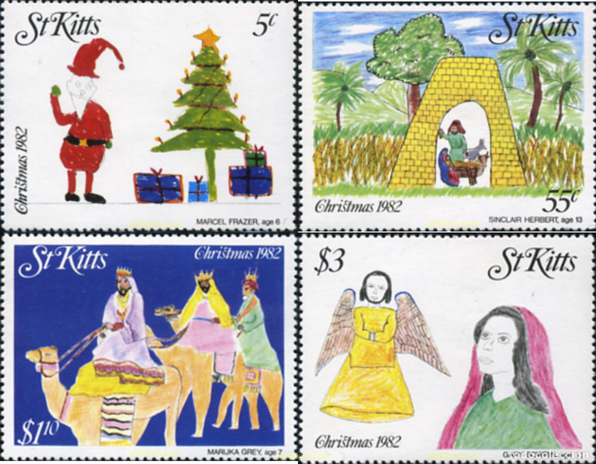 Sellos: 28336 MNH SAN KITTS 1982 NAVIDAD. DIBUJOS INFANTILES