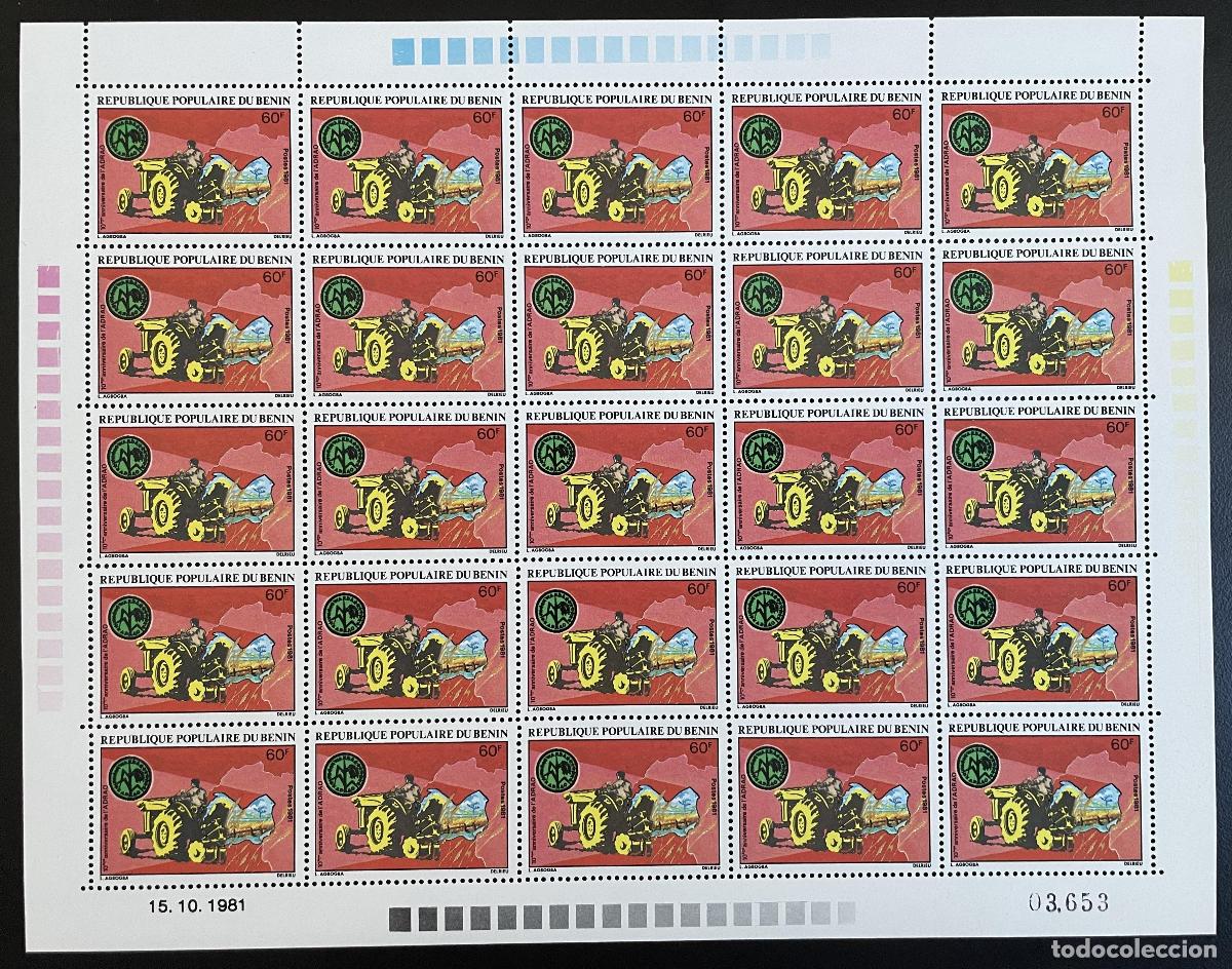 Sellos: Benin 1981 YT 533 placa tractor m&aacute;quina agr&iacute;cola mec&aacute;nica ADRAO