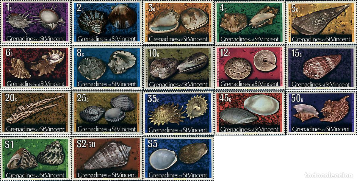 Sellos: 31961 MNH SAN VICENTE GRANADINAS 1974 CONCHAS