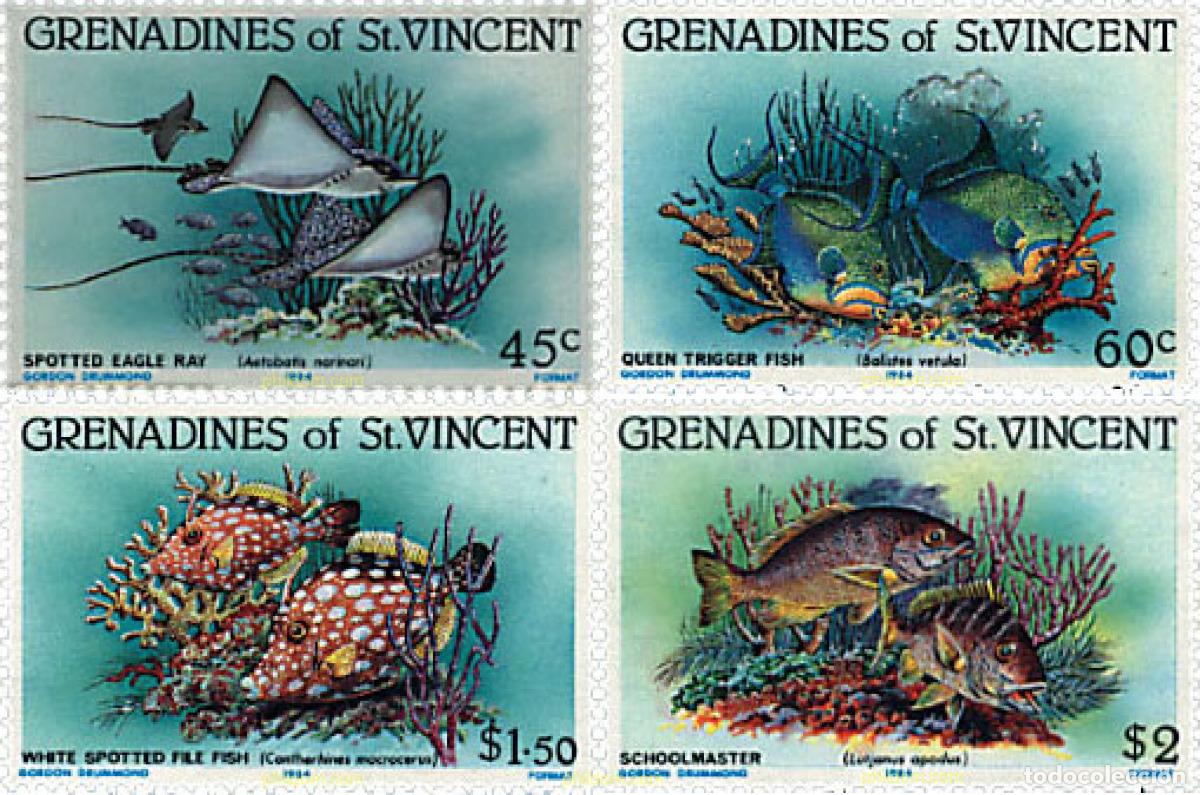 Sellos: 91598 MNH SAN VICENTE GRANADINAS 1984 PECES