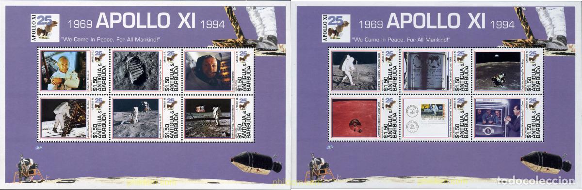 Sellos: 281914 MNH ANTIGUA Y BARBUDA 1994 25 ANIVERSARIO DEL PRIMER HOMBRE EN LA LUNA