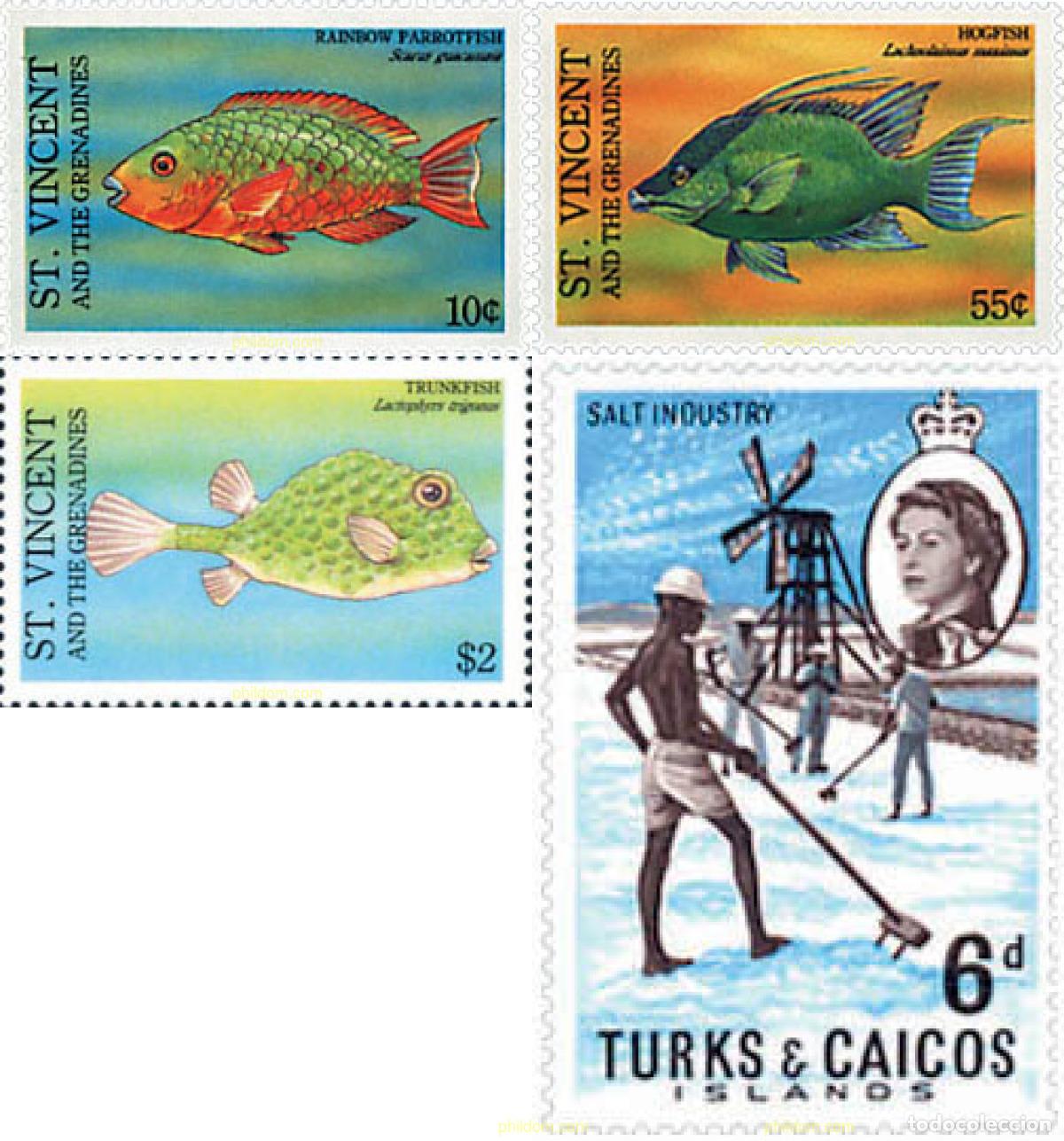 Sellos: 360371 MNH SAN VICENTE 1993 PECES