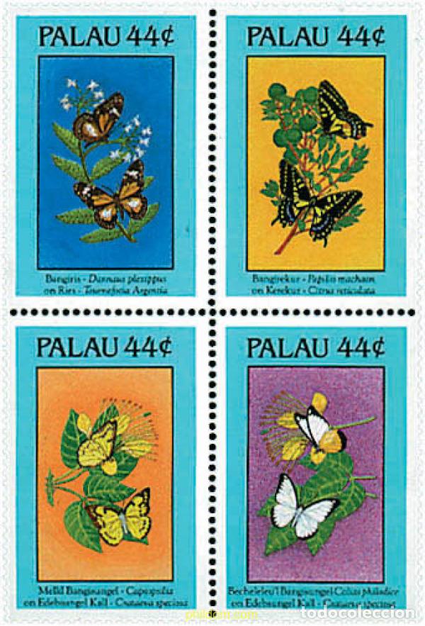 Sellos: 5512 MNH PALAU 1988 MARIPOSAS Y FLORES