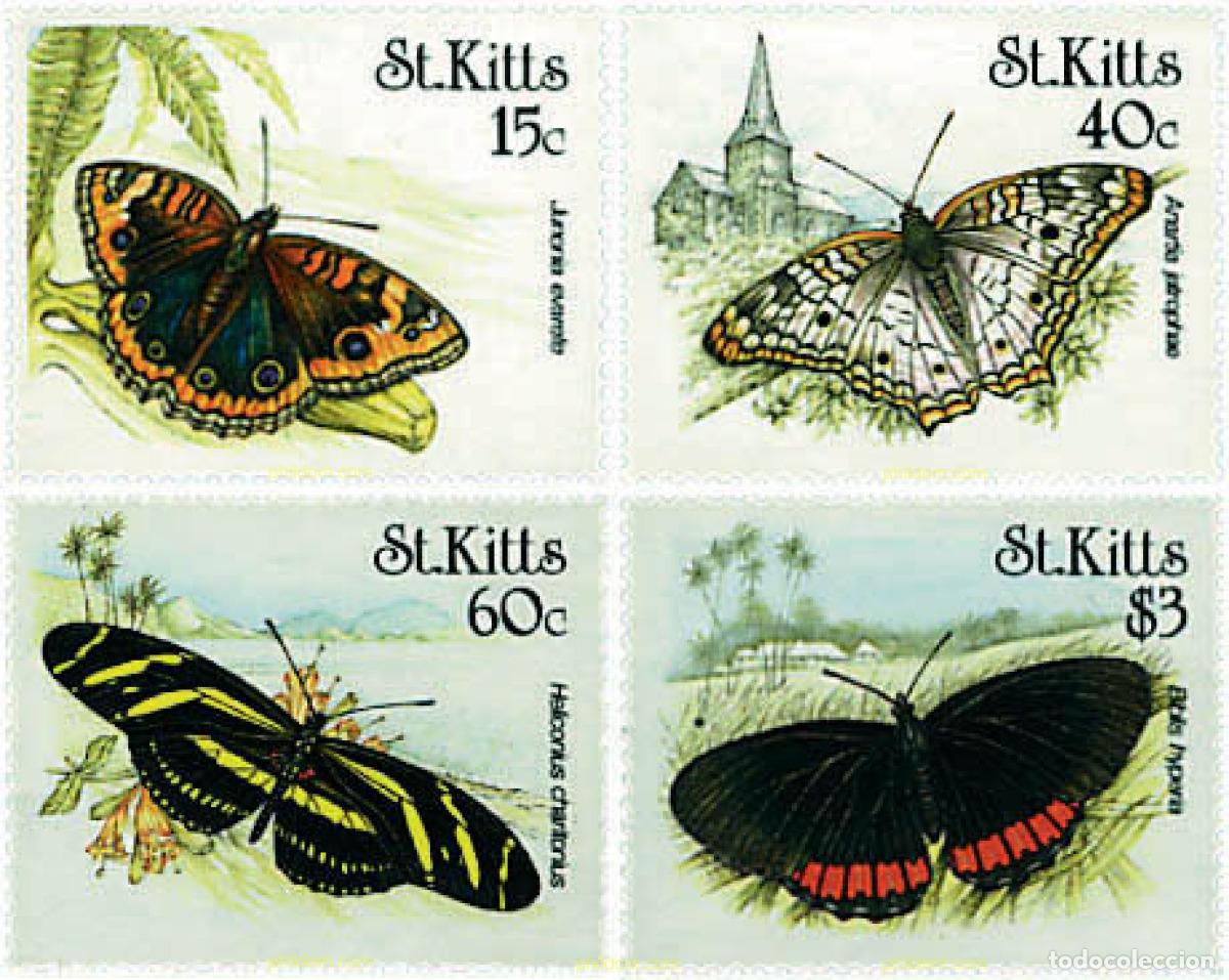Sellos: 95008 MNH SAN KITTS 1990 MARIPOSAS