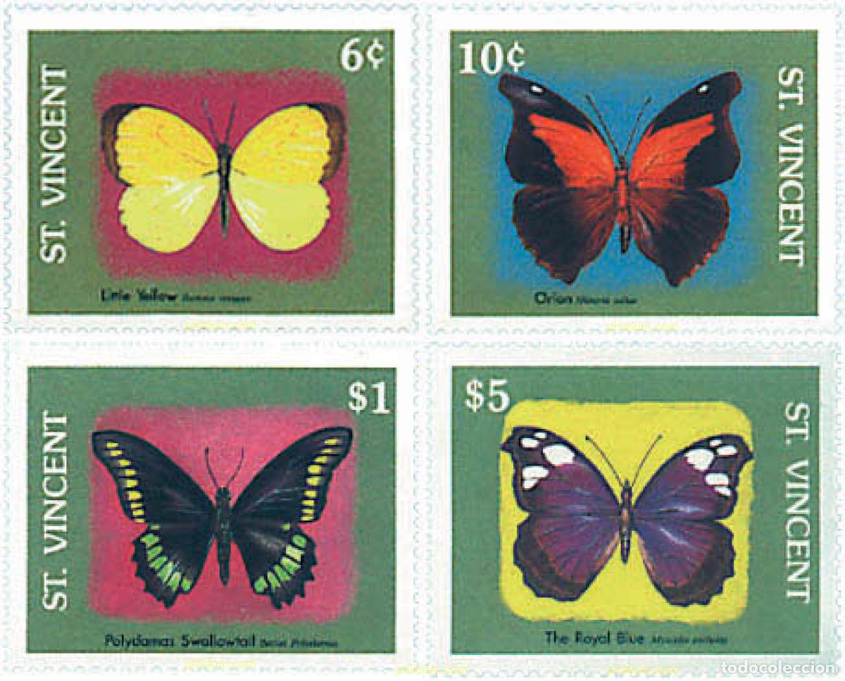 Sellos: 360149 MNH SAN VICENTE 1989 MARIPOSAS
