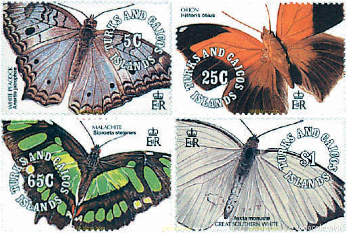 Sellos: 256687 MNH TURKS Y CAICOS 1991 MARIPOSAS