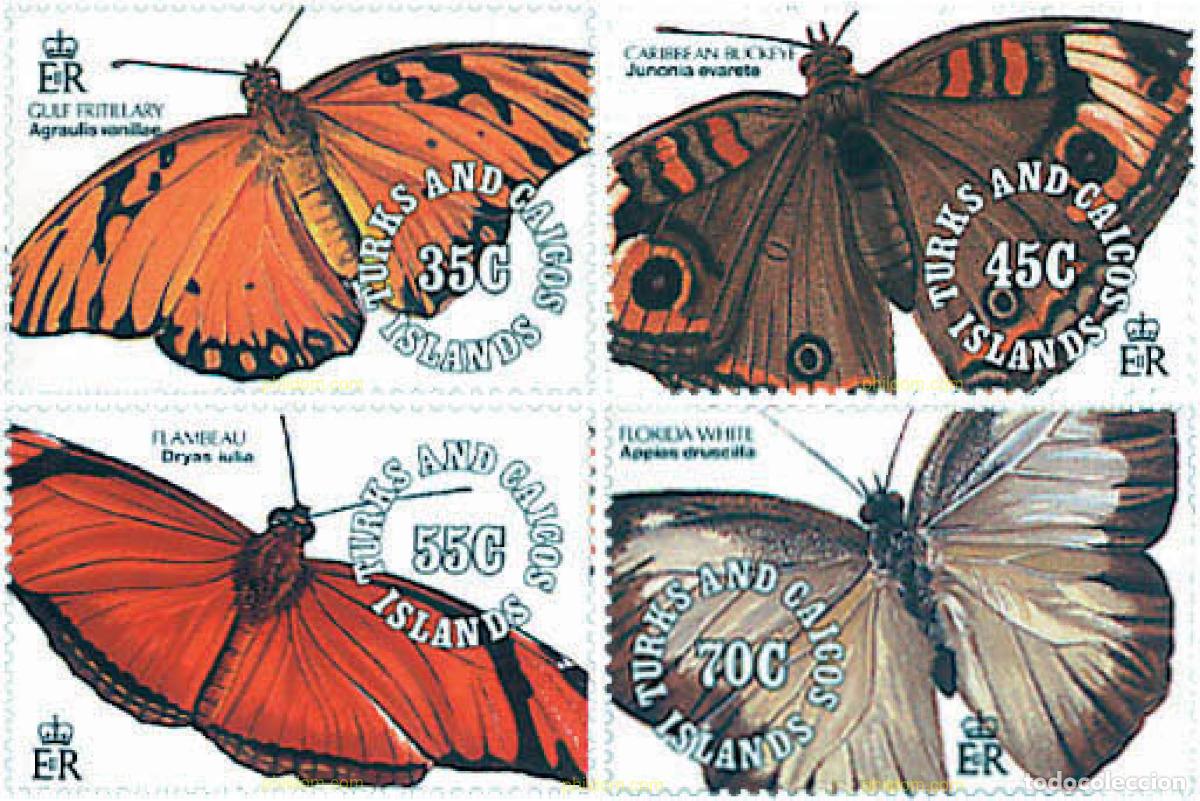 Sellos: 299314 MNH TURKS Y CAICOS 1991 MARIPOSAS