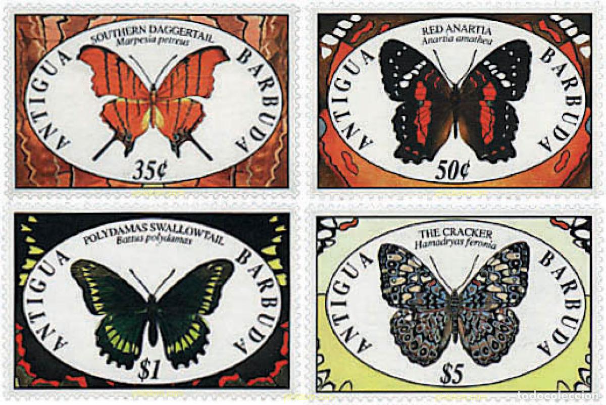 Sellos: 256356 MNH ANTIGUA Y BARBUDA 1991 MARIPOSAS
