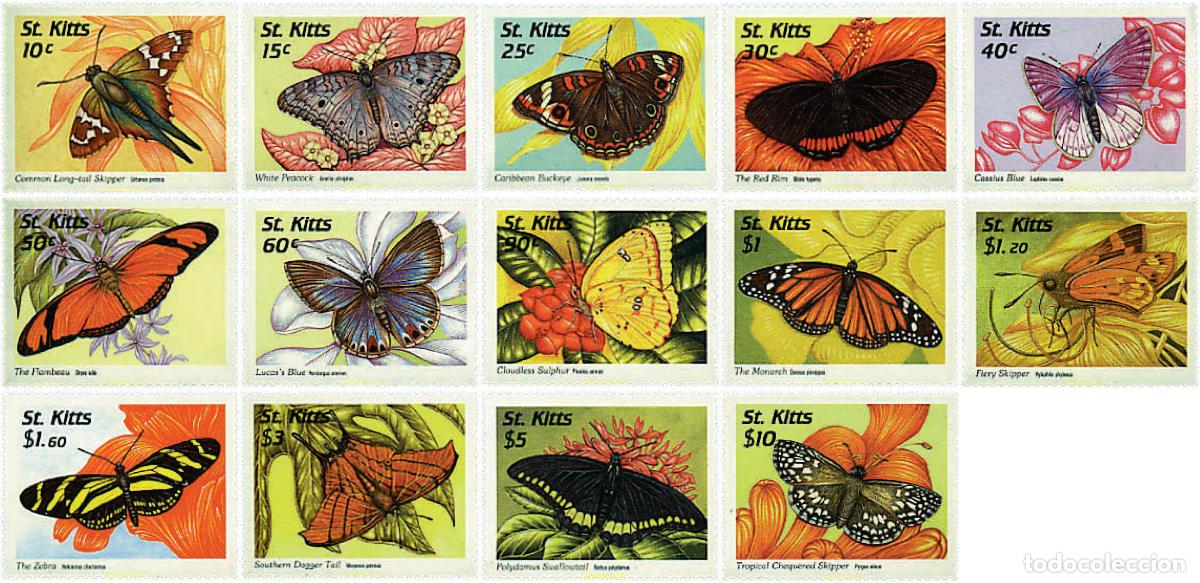 Sellos: 95011 MNH SAN KITTS 1997 MARIPOSAS