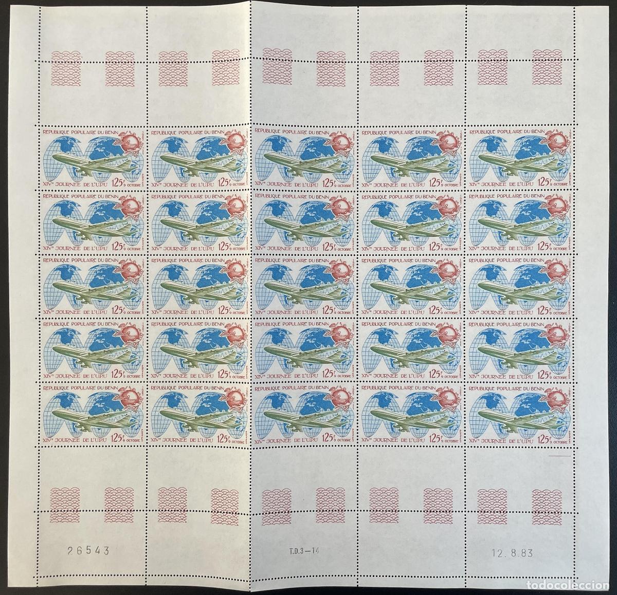 Sellos: Benin 1983 YT 570 a bordo de la UPU del D&iacute;a avi&oacute;n globo correo a&eacute;reo aviaci&oacute;n