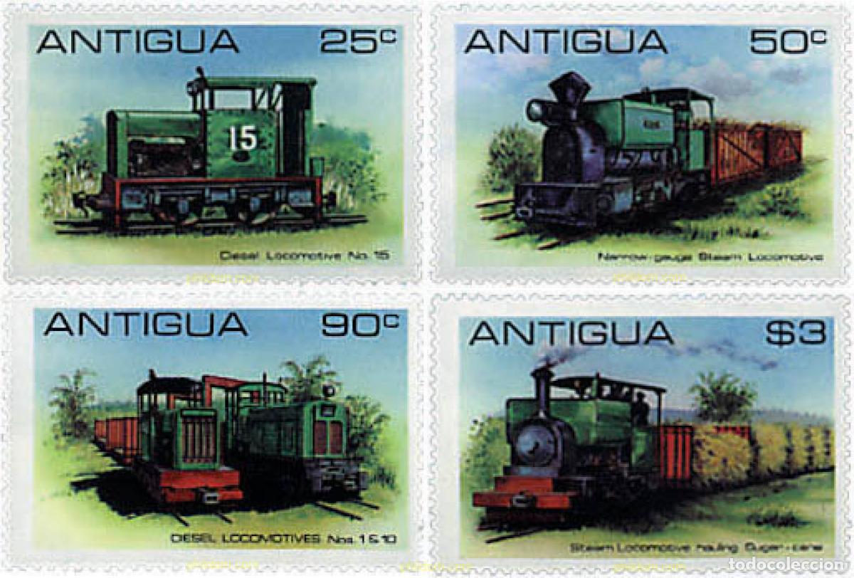 Sellos: 60374 MNH ANTIGUA 1981 LOCOMOTORAS EN LA INDUSTRIA DE LA CA&Ntilde;A DE AZUCAR
