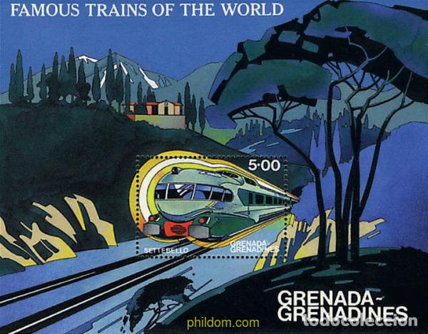 Sellos: 59873 MNH GRANADA GRANADINAS 1982 EL FERROCARRIL A TRAVES DEL MUNDO