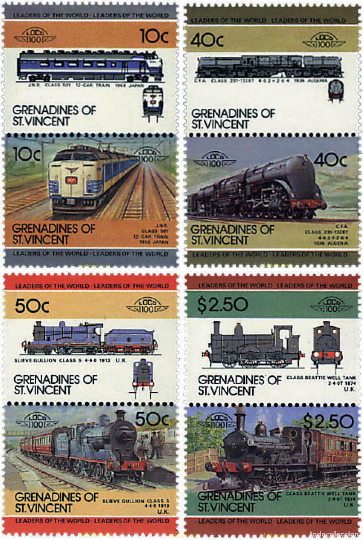 Sellos: 5890 MNH SAN VICENTE GRANADINAS 1985 LOCOMOTORAS
