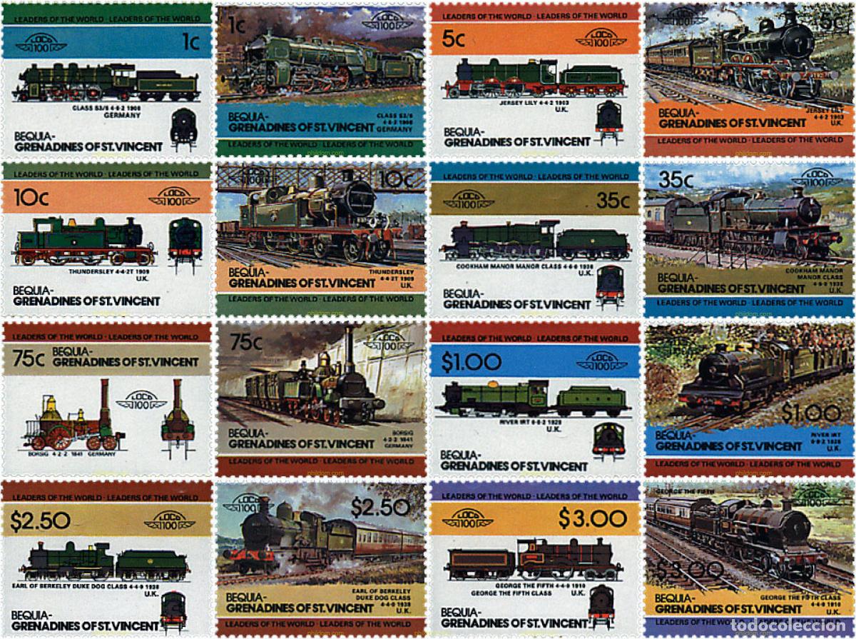 Sellos: 57388 MNH SAN VICENTE GRANADINAS. BEQUIA 1984 LOCOMOTORAS