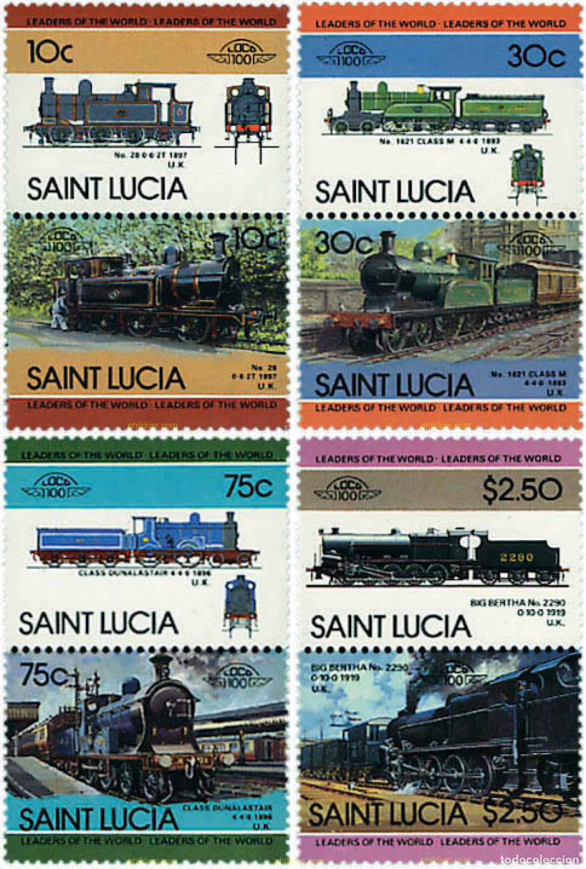 Sellos: 5881 MNH SANTA LUCIA 1985 LOCOMOTORAS