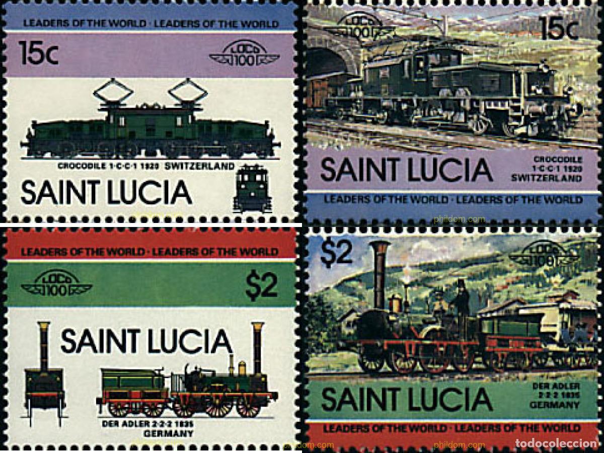 Sellos: 354159 MNH SANTA LUCIA 1984 LOCOMOTORAS