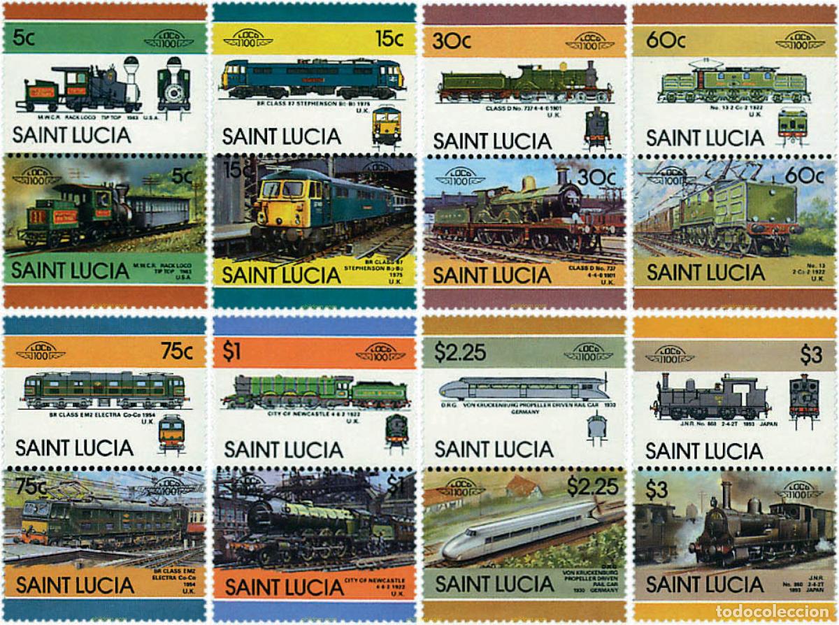 Sellos: 5882 MNH SANTA LUCIA 1986 LOCOMOTORAS