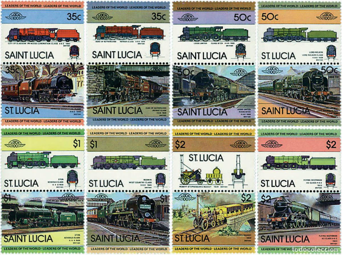 Sellos: 5878 MNH SANTA LUCIA 1983 LOCOMOTORAS