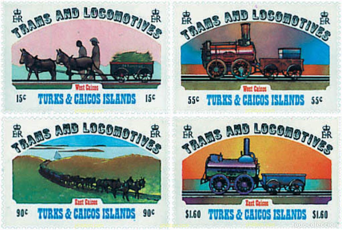 Sellos: 59312 MNH TURKS Y CAICOS 1983 ANTIGUOS TRANSPORTES POR VIA FERREA