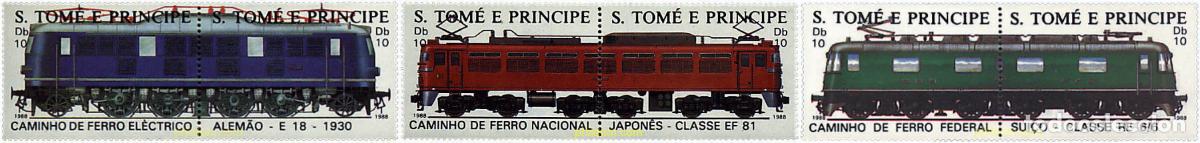 Timbres: 6299 MNH SANTO TOME Y PRINCIPE 1988 LOCOMOTORAS ELECTRICAS