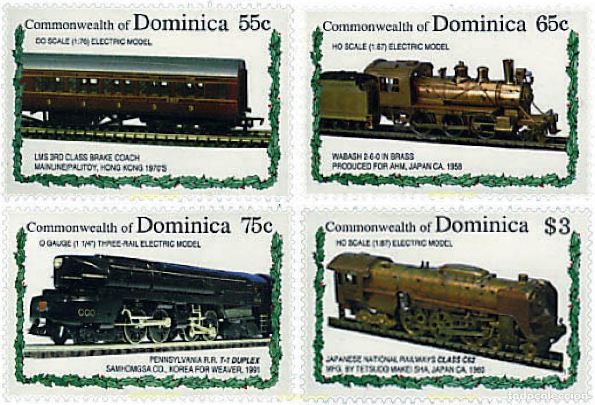 Sellos: 199382 MNH DOMINICA 1992 MODELOS A ESCALA DE TRENES