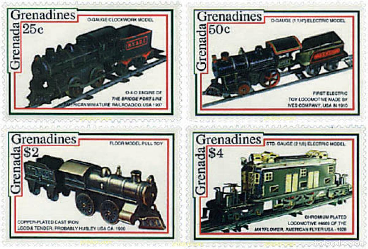 Sellos: 253398 MNH GRANADA GRANADINAS 1992 MODELOS A ESCALA DE TRENES