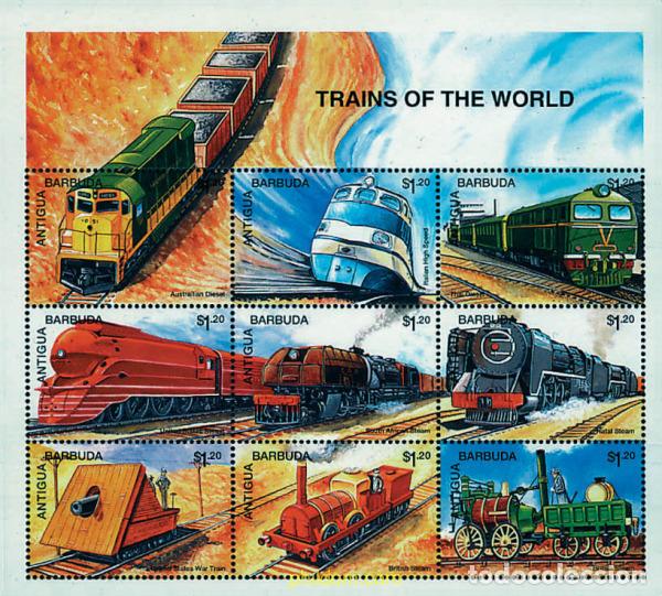 Sellos: 61053 MNH ANTIGUA Y BARBUDA 1995 LOCOMOTORAS DEL MUNDO
