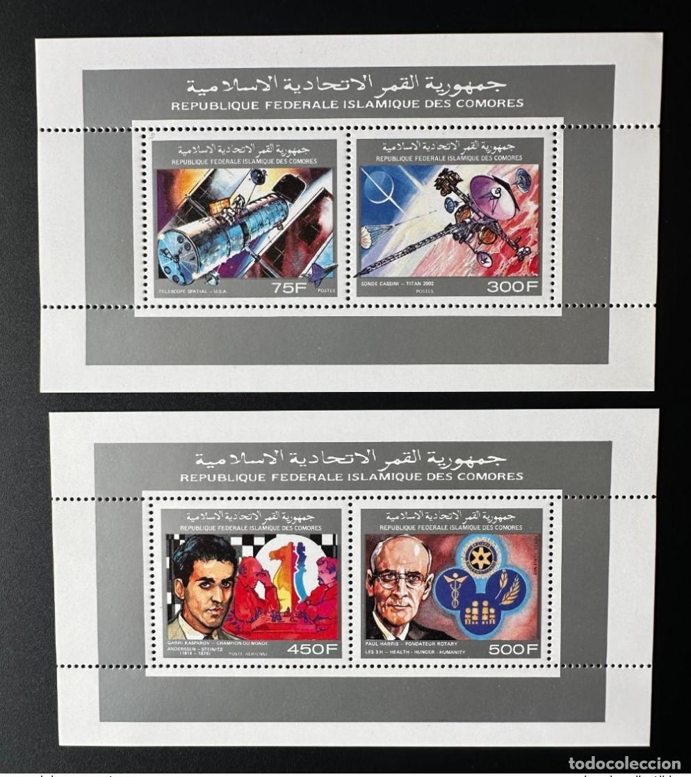 Sellos: Comoras 1990 Mi. 941 - 948 Block Luxe Rotary Chess Espace Harris Kasparov