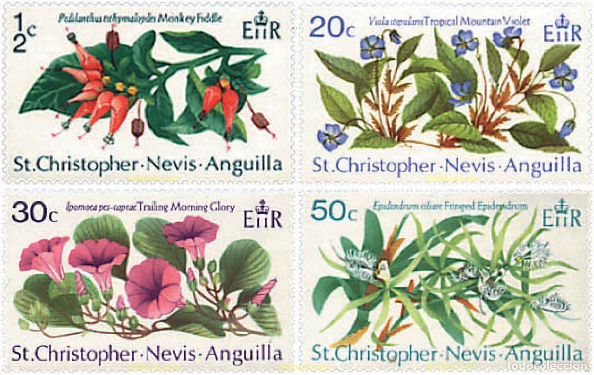 Sellos: 93165 MNH SAN CRISTOBAL-NEVIS-ANGUILLA 1971 FLORES