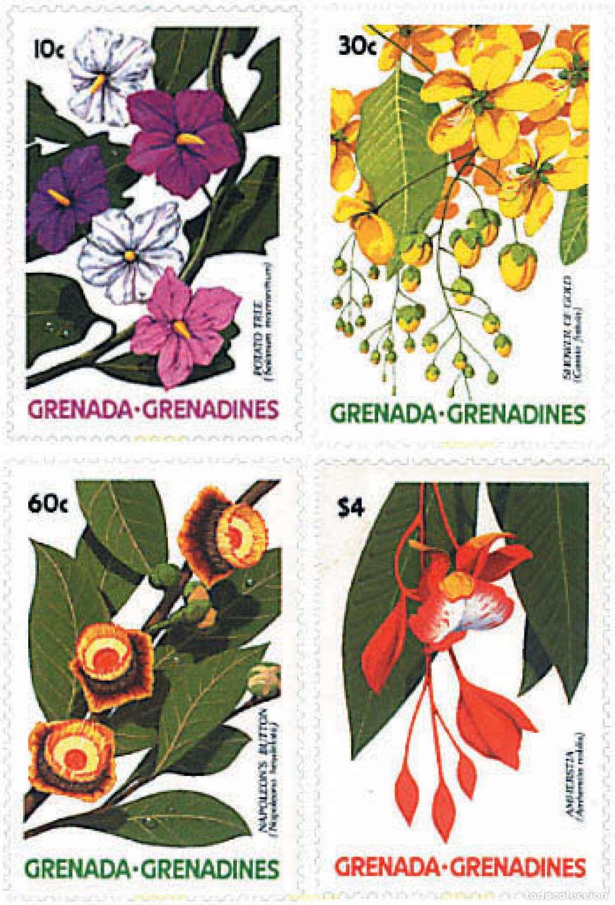 Sellos: 292295 MNH GRANADA GRANADINAS 1988 FLORES DE ARBOLES Y ARBUSTOS