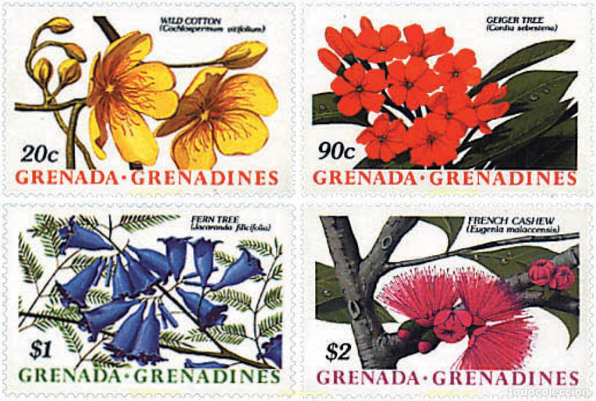 Sellos: 320115 MNH GRANADA GRANADINAS 1988 FLORES DE ARBOLES Y ARBUSTOS