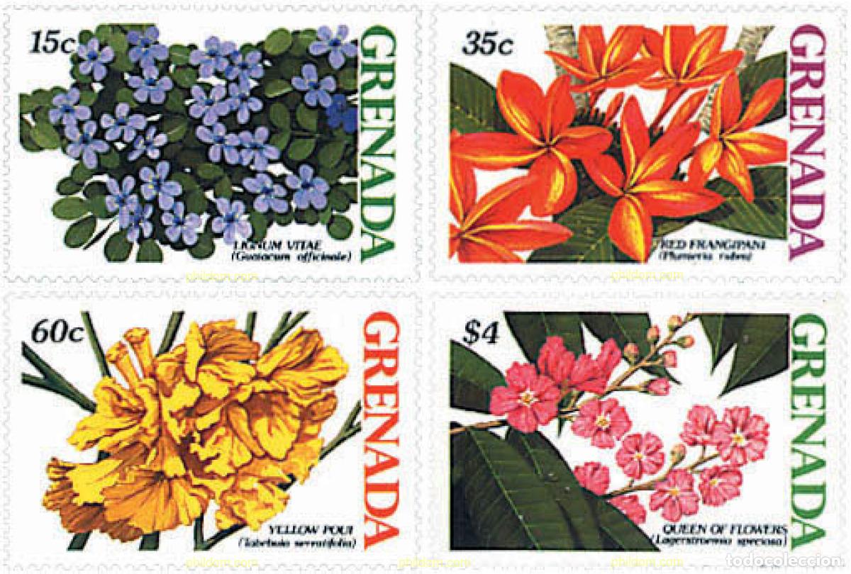 Sellos: 292292 MNH GRANADA 1988 FLORES DE ARBOLES Y ARBUSTOS