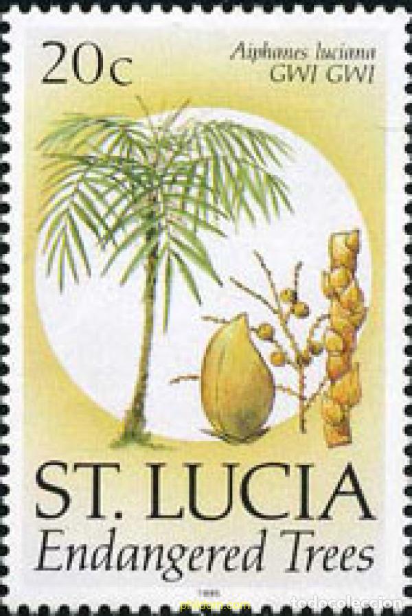 Sellos: 1226 MNH SANTA LUCIA 1990 ESPECIES VEGETALES EN PELIGRO