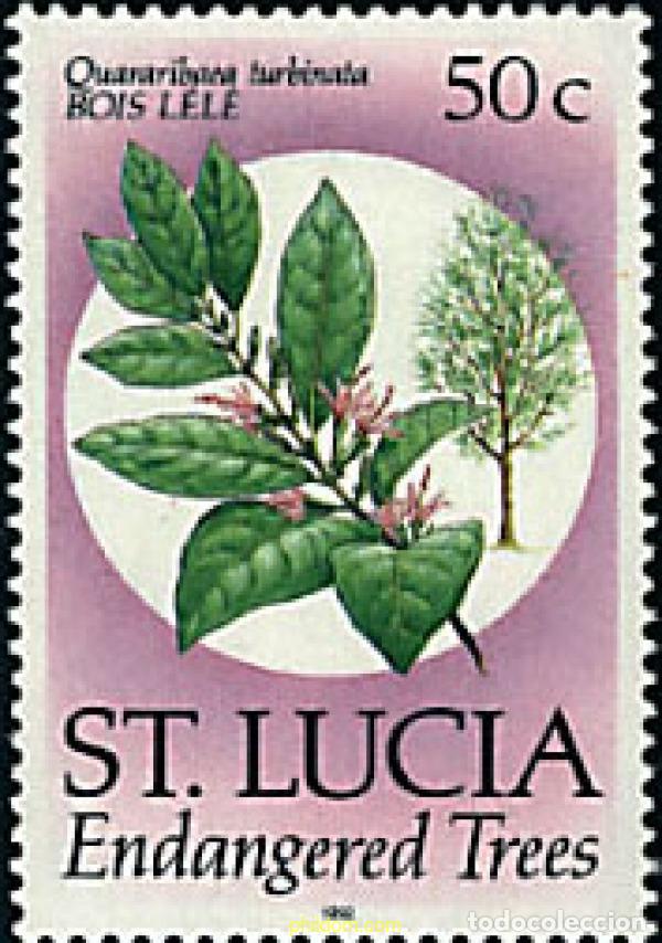 Sellos: 1238 MNH SANTA LUCIA 1990 ESPECIES VEGETALES EN PELIGRO