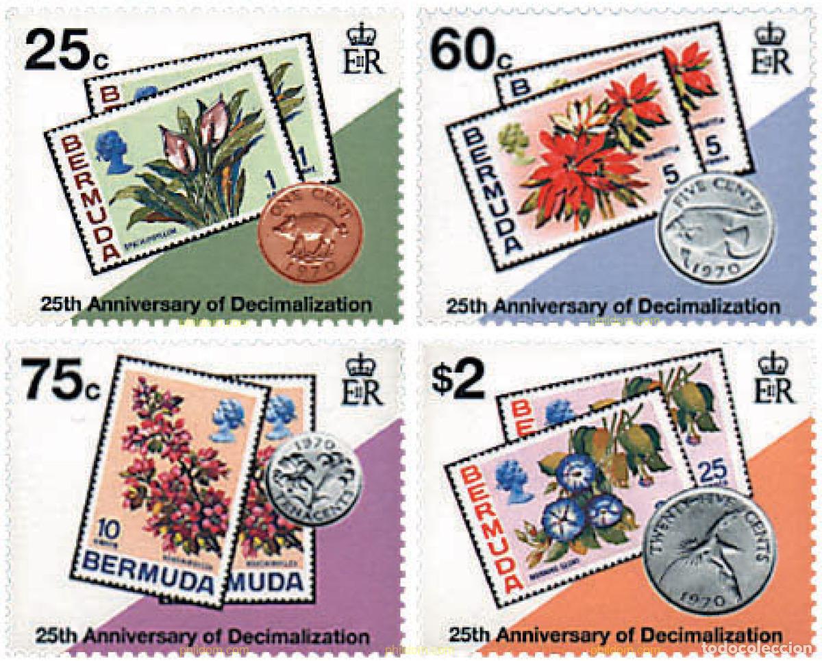 Stamps: 81392 MNH BERMUDAS 1995 25 ANIVERSARIO DE LA INSTAURACION DEL METODO DECIMAL