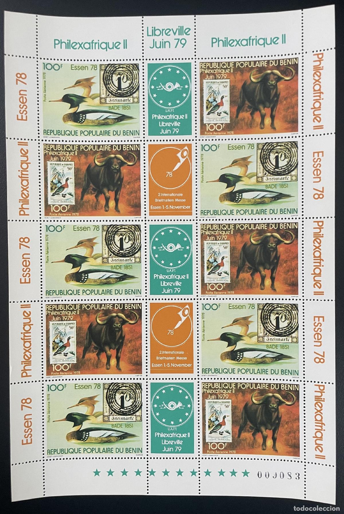 Sellos: Ben&iacute;n 1978 YT PA 290A a bordo Philexafrica II Libreville Essen pato b&uacute;falo