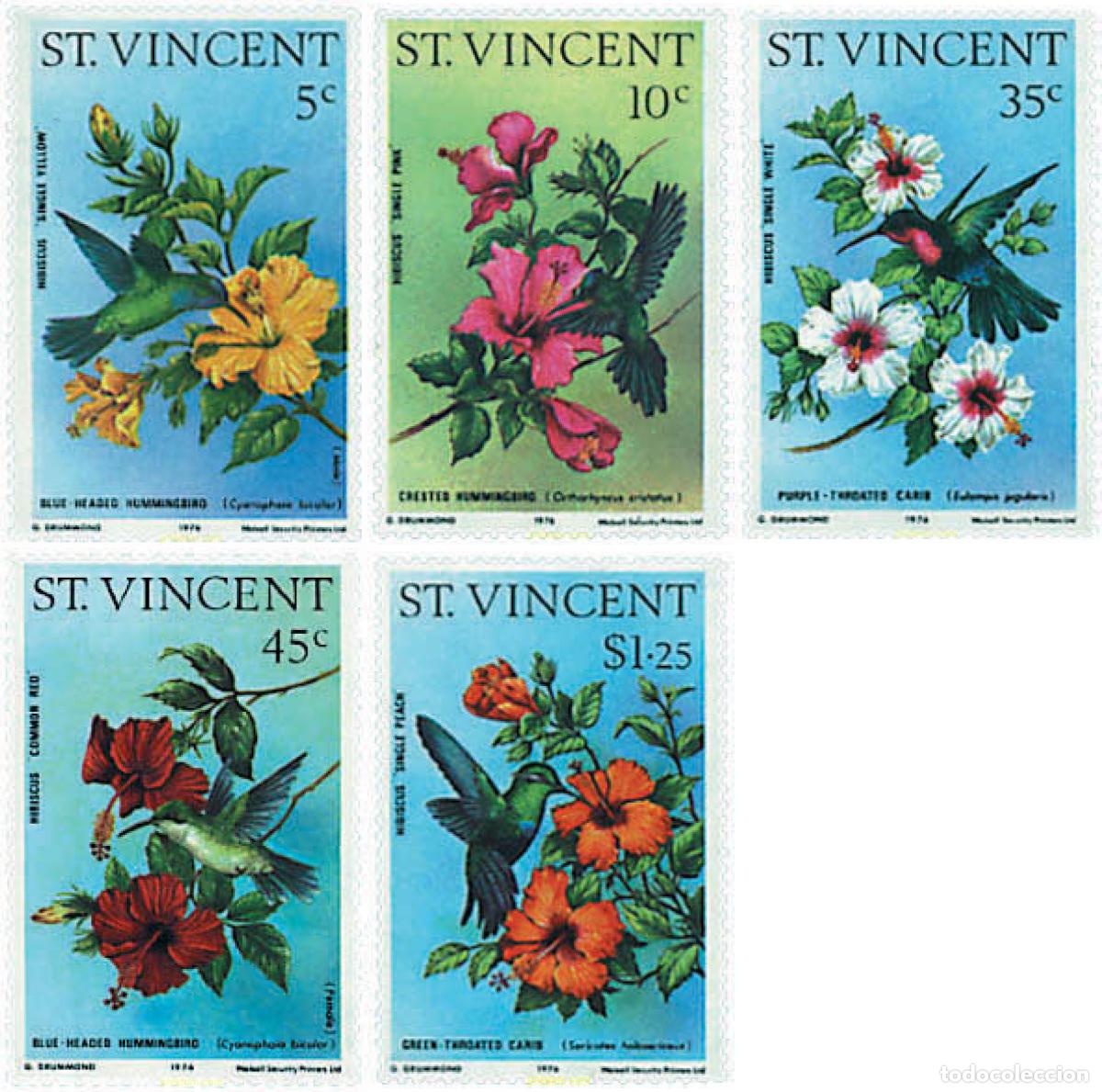 Sellos: 93205 MNH SAN VICENTE 1976 COLIBRIS E HIBISCUS DE SAN VICENTE