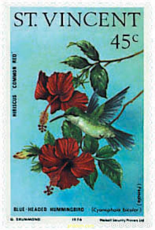 Sellos: 360058 MNH SAN VICENTE 1976 COLIBRIS E HIBISCUS DE SAN VICENTE