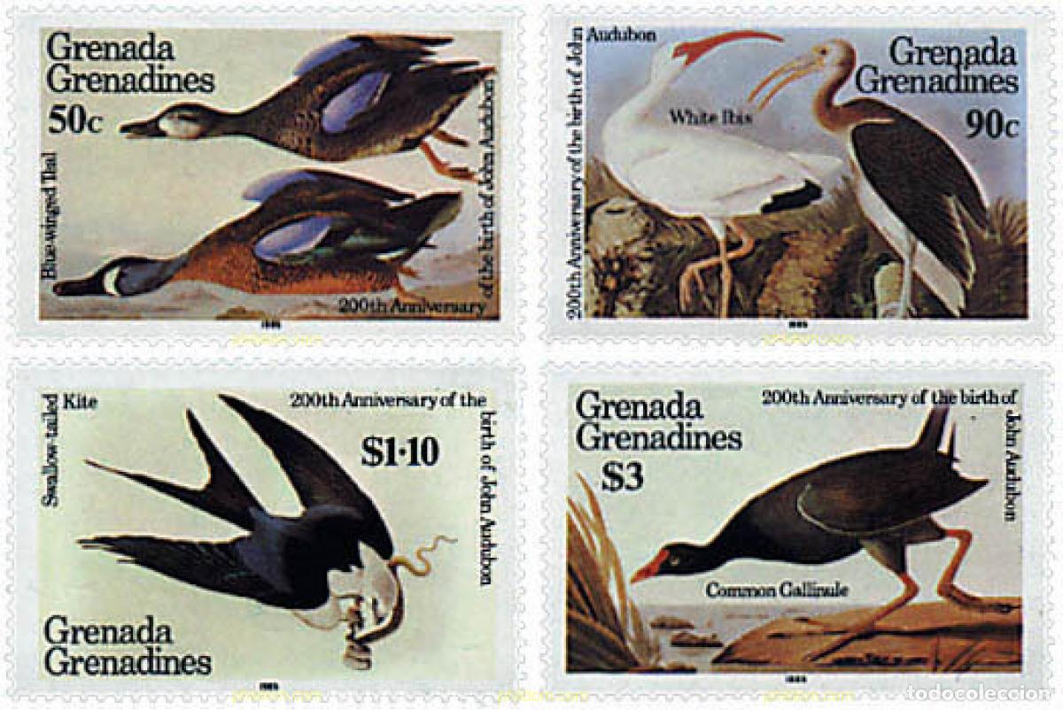 Selos: 33559 MNH GRANADA GRANADINAS 1985 BICENTENARIO DEL NACIMIENTO DEL ORNITOLOGO J.J. AUDUBON