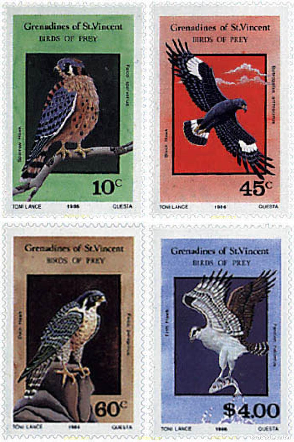 Briefmarken: 31966 MNH SAN VICENTE GRANADINAS 1986 AVES DE PRESA