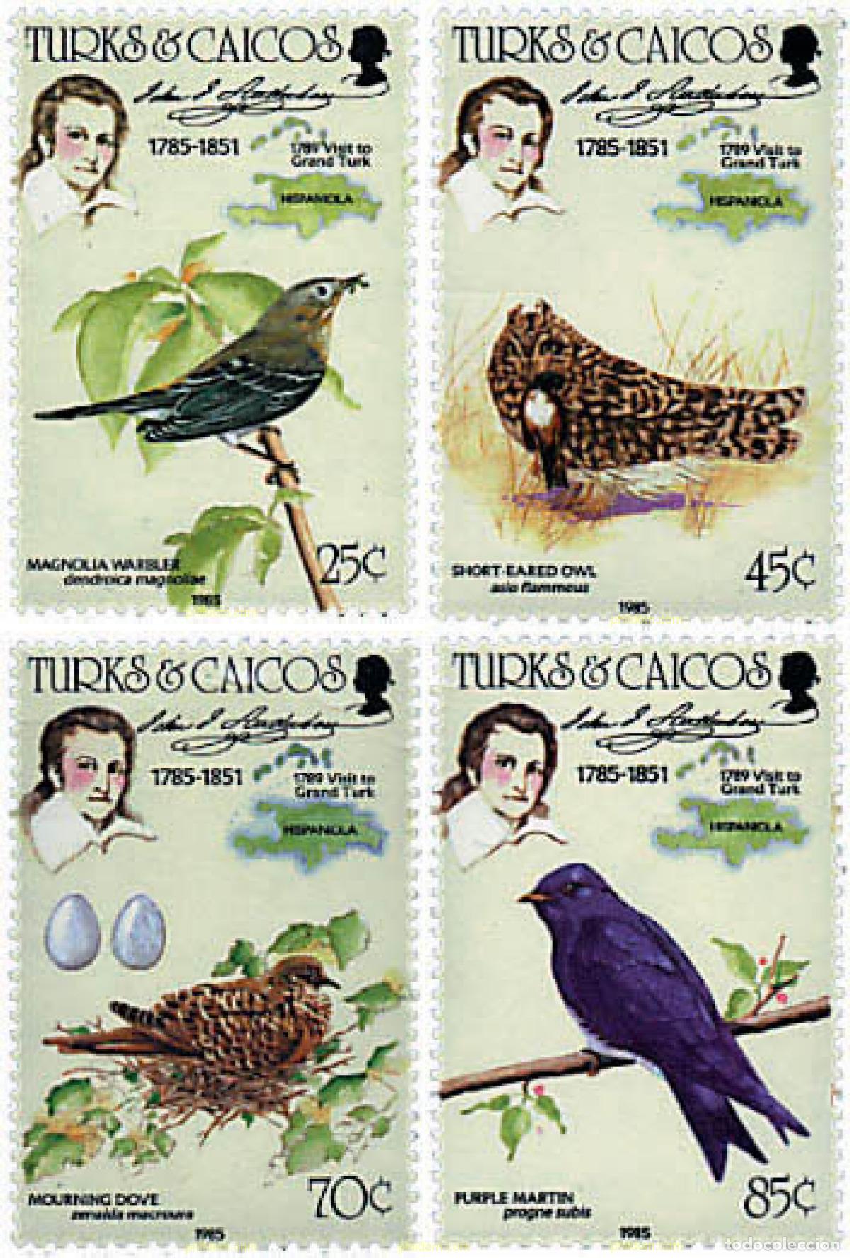 Sellos: 31388 MNH TURKS Y CAICOS 1985 BICENTENARIO DEL NACIMIENTO DEL ORNITOLOGO J.J. AUDUBON