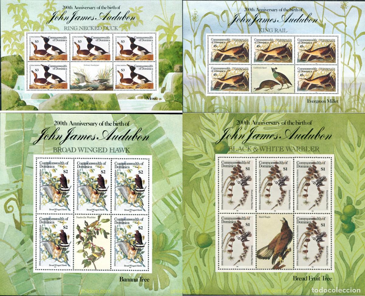 Sellos: 304608 MNH DOMINICA 1985 BICENTENARIO DEL NACIMIENTO DEL ORNITOLOGO J.J. AUDUBON